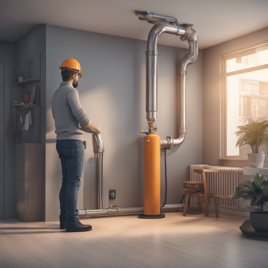 a man checks a gas pipe in an apartment