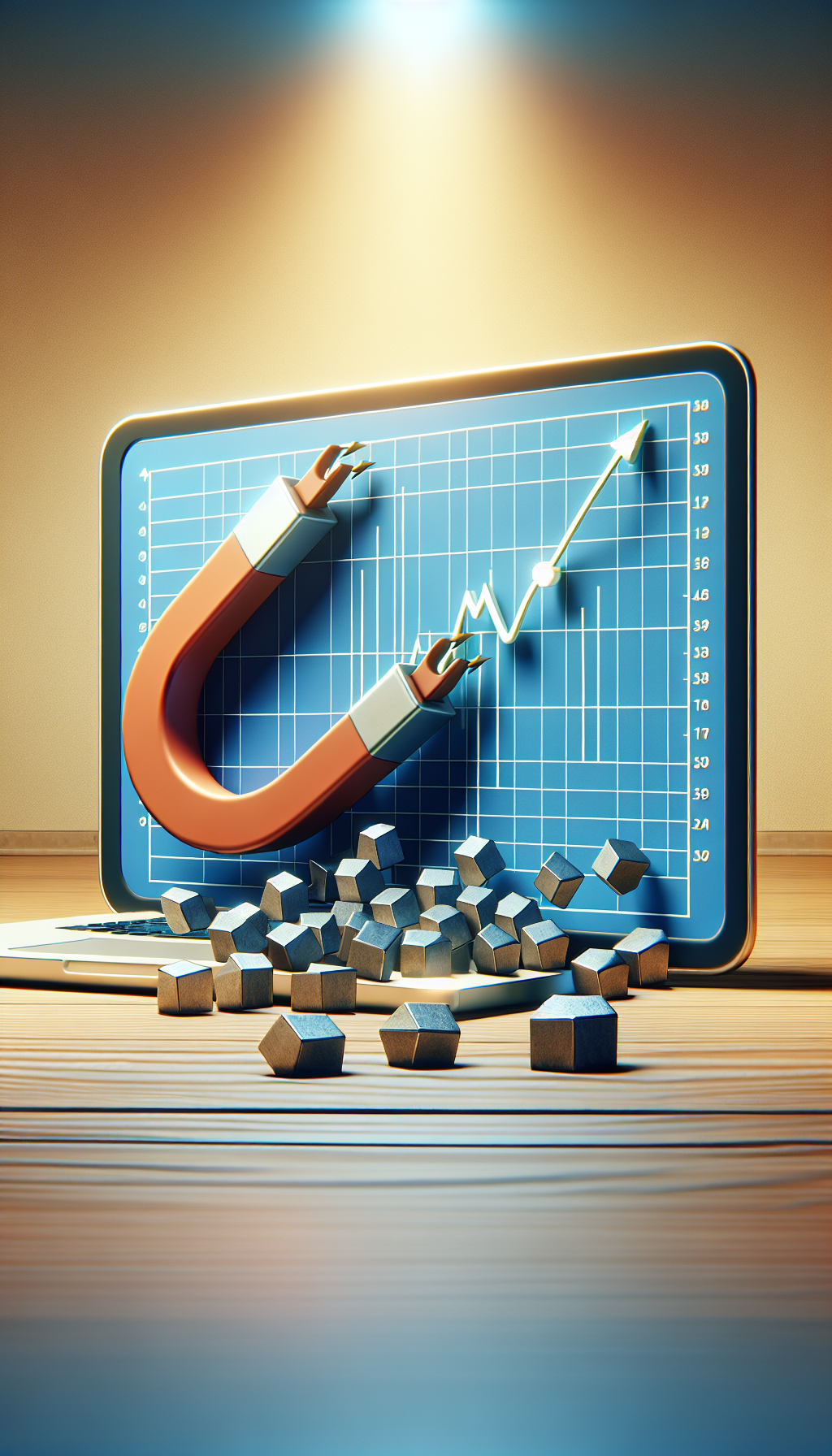 A wide shot of a financial chart. A large, powerful horseshoe magnet is pulling the price line horizontally towards a cluster of iron filings that represent a liquidity pool. Simple, vivid, educational illustration, --ar 16:9 A wide shot of a financial chart. A large, powerful horseshoe magnet is pulling the price line horizontally towards a cluster of iron filings that represent a liquidity pool. Simple, vivid, educational illustration, --ar 16:9