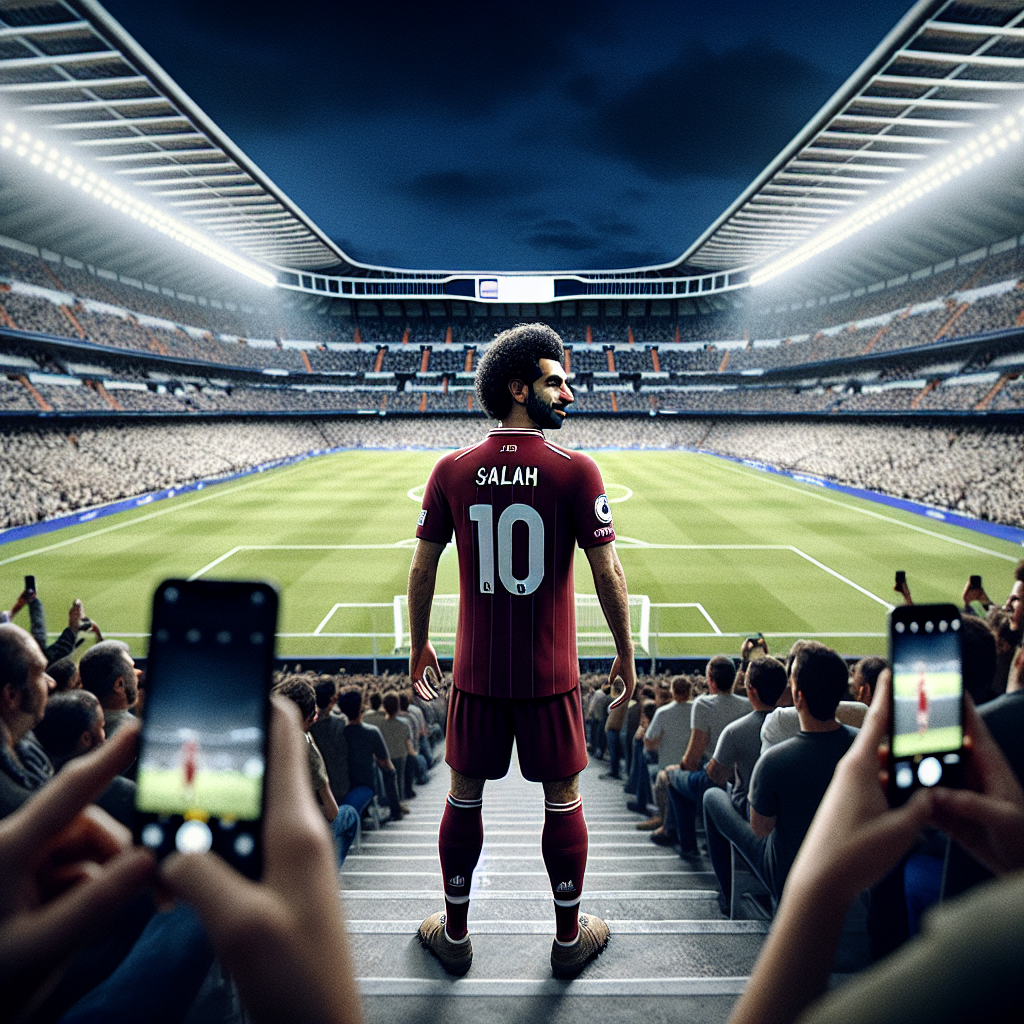 Сохраняю свое лицо и личность на 100% точно так же, как на указанном эталонном изображении, без изменений лица. Ультрареалестичная фотография на смартфон, вертикальный кадр 9:16, натуральный стиль камеры на ручной телефон. Ночная сцена на стадионе Сантьяго Бернабео, снятая сверху с трибун. Стою посреди толпы, в нынешнем домашнем комплекте FC Liverpool, хорошо видно и точно по цвету и дизайну, выгляжу уверенно и спокойно, глядя прямо в камеру телефона. В руках держу футбольную майку FC Liverpool с названием “Salah” и на спине четко напечатанный его номер 10
Интерьер стадиона под открытым небом, выглядит массивным и просторным, вокруг много зрителей и продолжающийся футбольный матч на поле. Яркие белые огни стадиона создают драматическую атмосферу ночного матча.
Натуральные цвета, небольшой шум телефона, документальный реализм, никакого киноосвещения, никакого студийного вида.