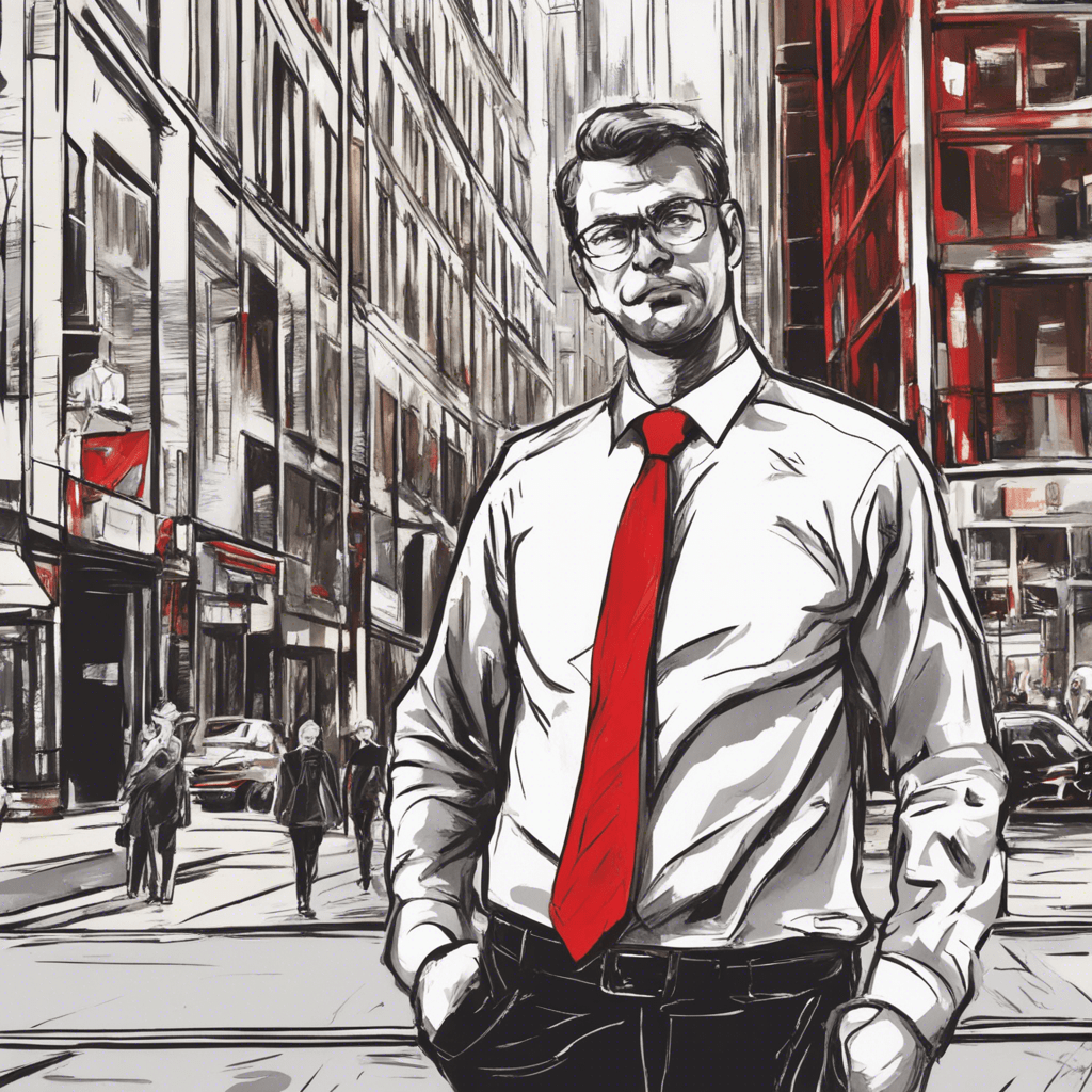 manager on the street in red tie