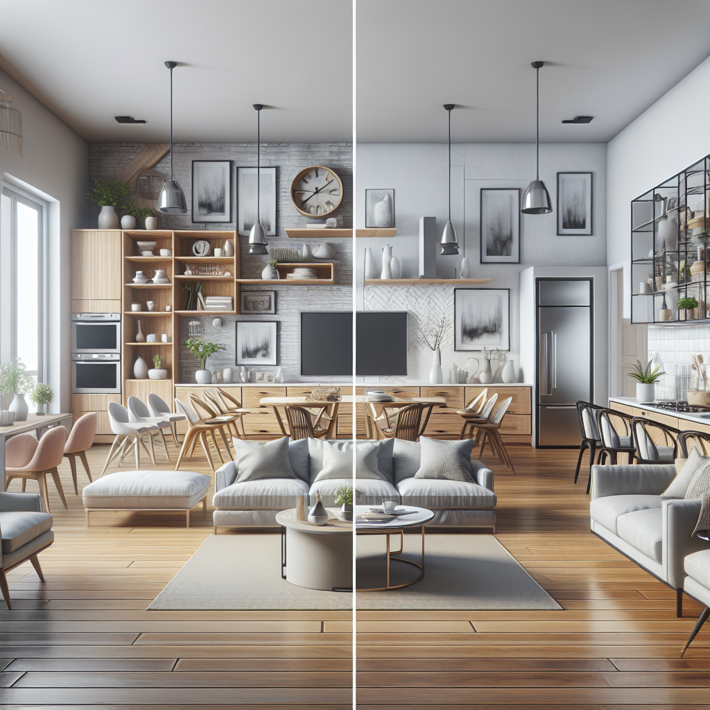 Сделай ремонт в комнате с новой мебелью и техникой. Вид камеры не менять.