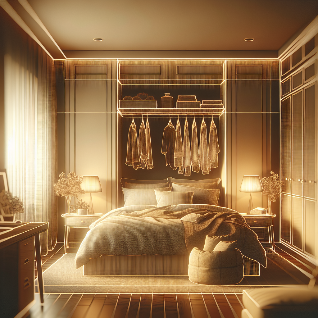 Спальня с кроватью и зоной для хранения