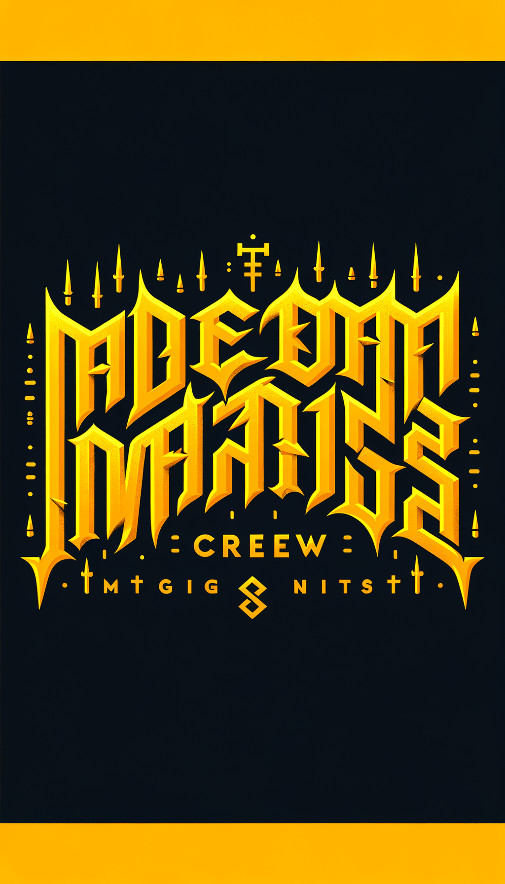 создай лого - Height Masters Crew , буквы должны быть жёлтыми на чёрном фоне в стиле готической каллиграфии, вокруг должны быть колючки 3d все буквы должны быть соблюдены в правильном порядке и они должны быть интуитивно понятны создай лого - Height Masters Crew , буквы должны быть жёлтыми на чёрном фоне в стиле готической каллиграфии, вокруг должны быть колючки 3d все буквы должны быть соблюдены в правильном порядке и они должны быть интуитивно понятны