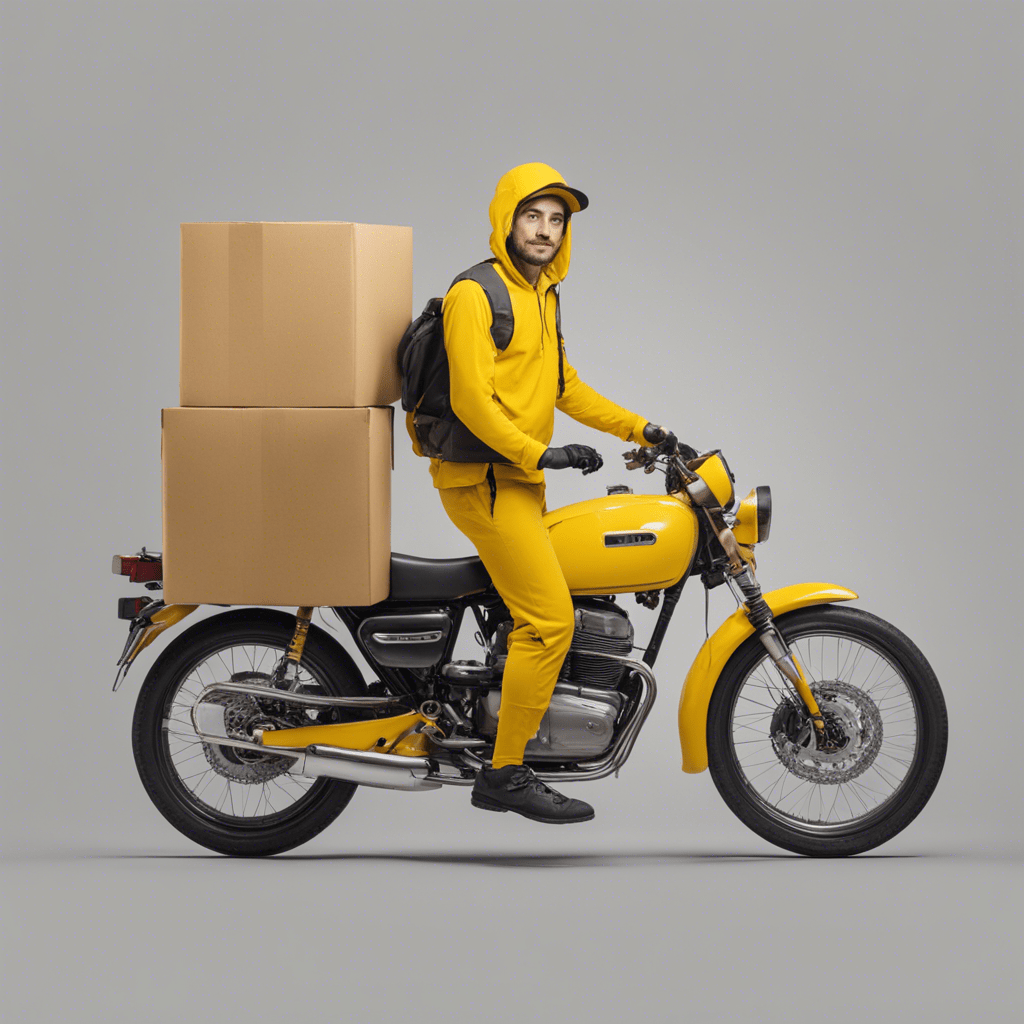 car courier in yellow clothes