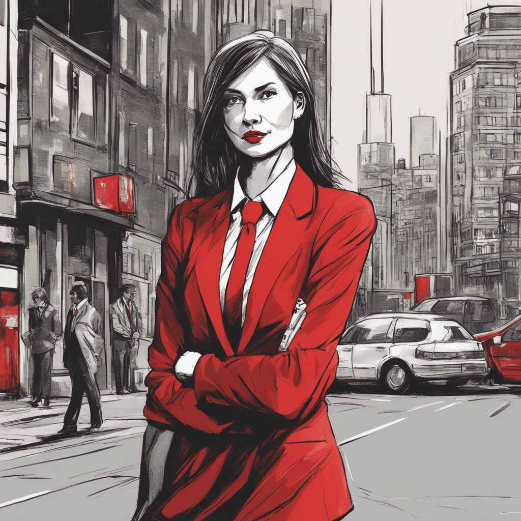 manager on the street woman in red tie