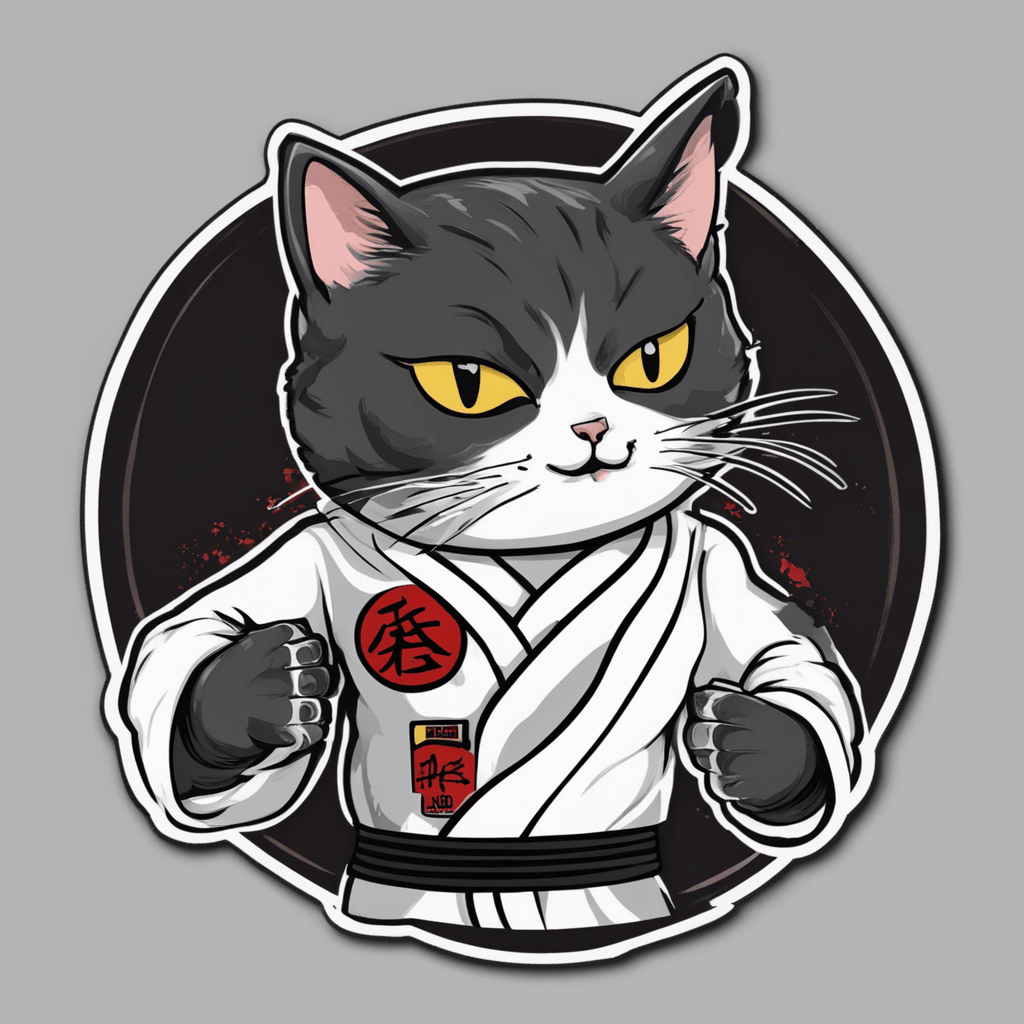 sticker Jiu Jitsu cat black belt