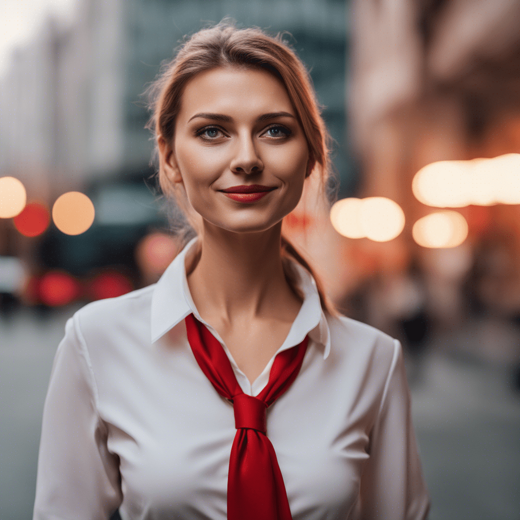 woman manager in red tie on the street