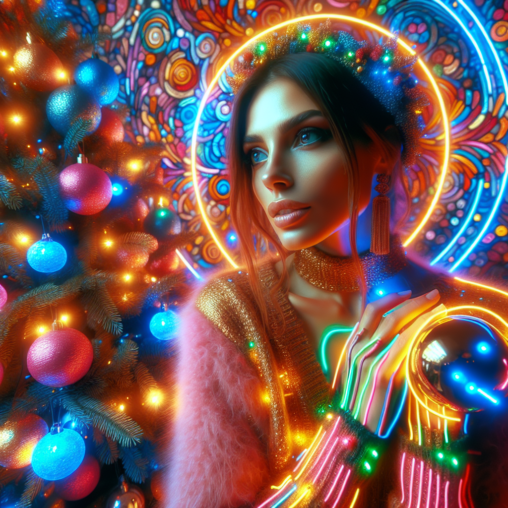 Сделать фото студийное с элементами неона,  стиль новый год Сделать фото студийное с элементами неона,  стиль новый год