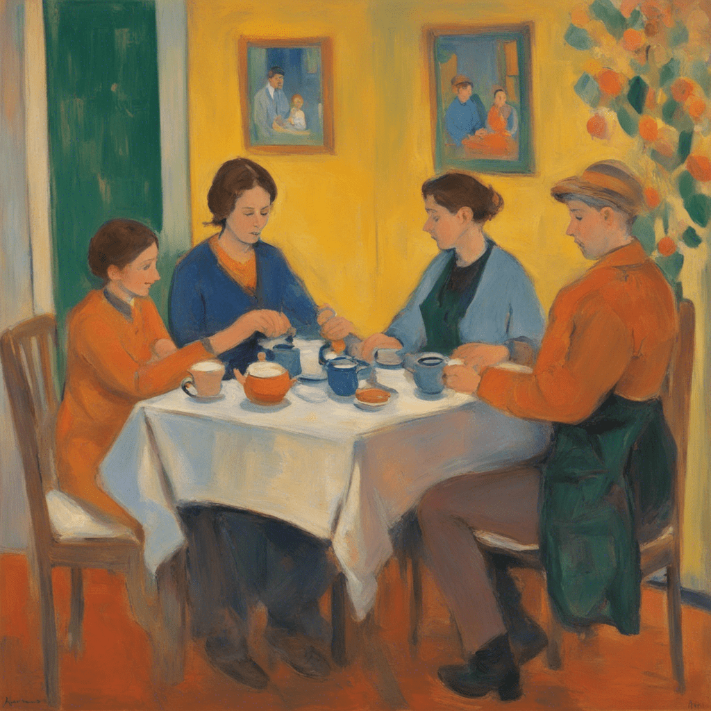 family on the table drinking tea