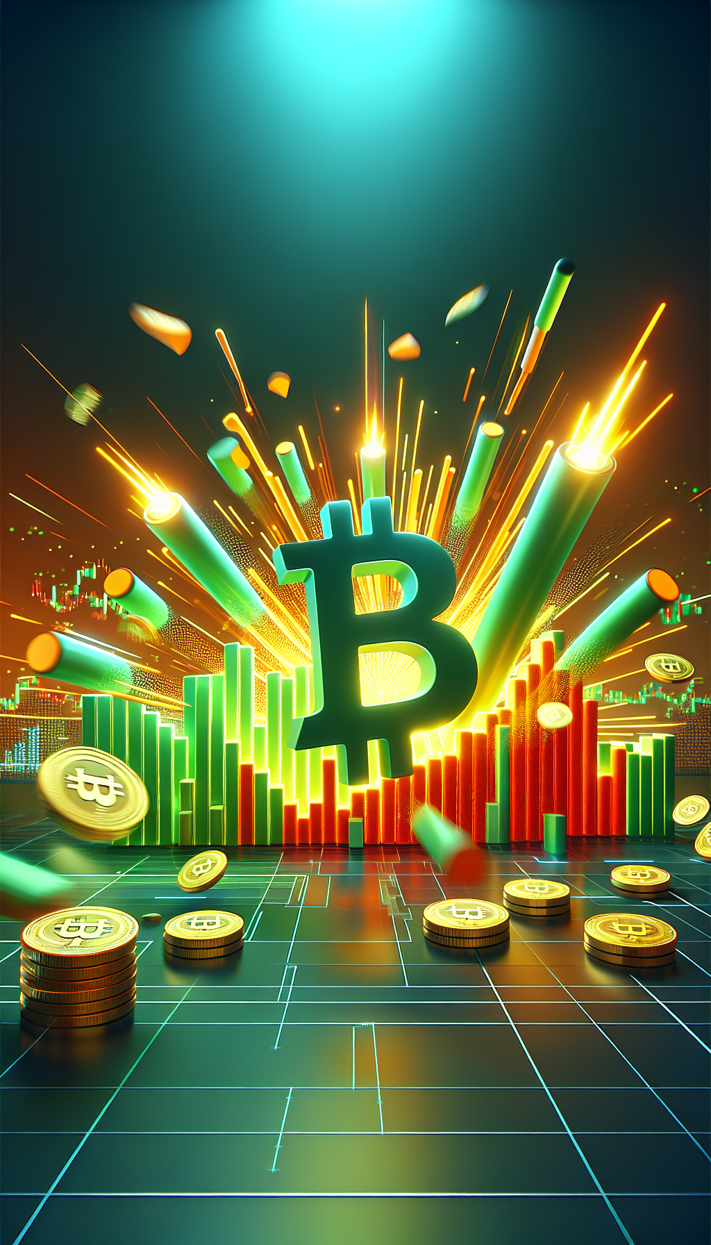 A dynamic wide shot of a Bitcoin chart. A large green candlestick is moving rightwards across the screen, explosively sweeping a cluster of glowing red liquidity bars above it. Cinematic widescreen, motion blur, --ar 16:9 A dynamic wide shot of a Bitcoin chart. A large green candlestick is moving rightwards across the screen, explosively sweeping a cluster of glowing red liquidity bars above it. Cinematic widescreen, motion blur, --ar 16:9