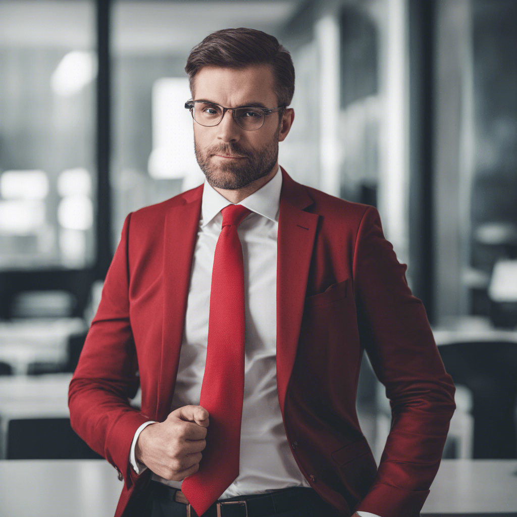 premium BANK MANAGER IN RED TIE