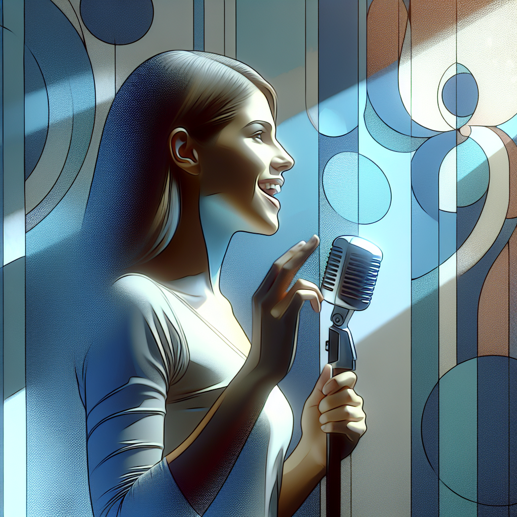 European, beautiful girl practicing vocals