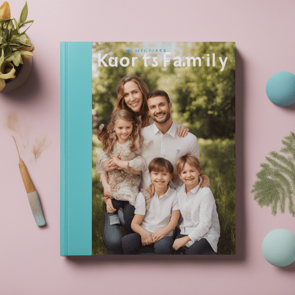 A photo book with a bright family cover