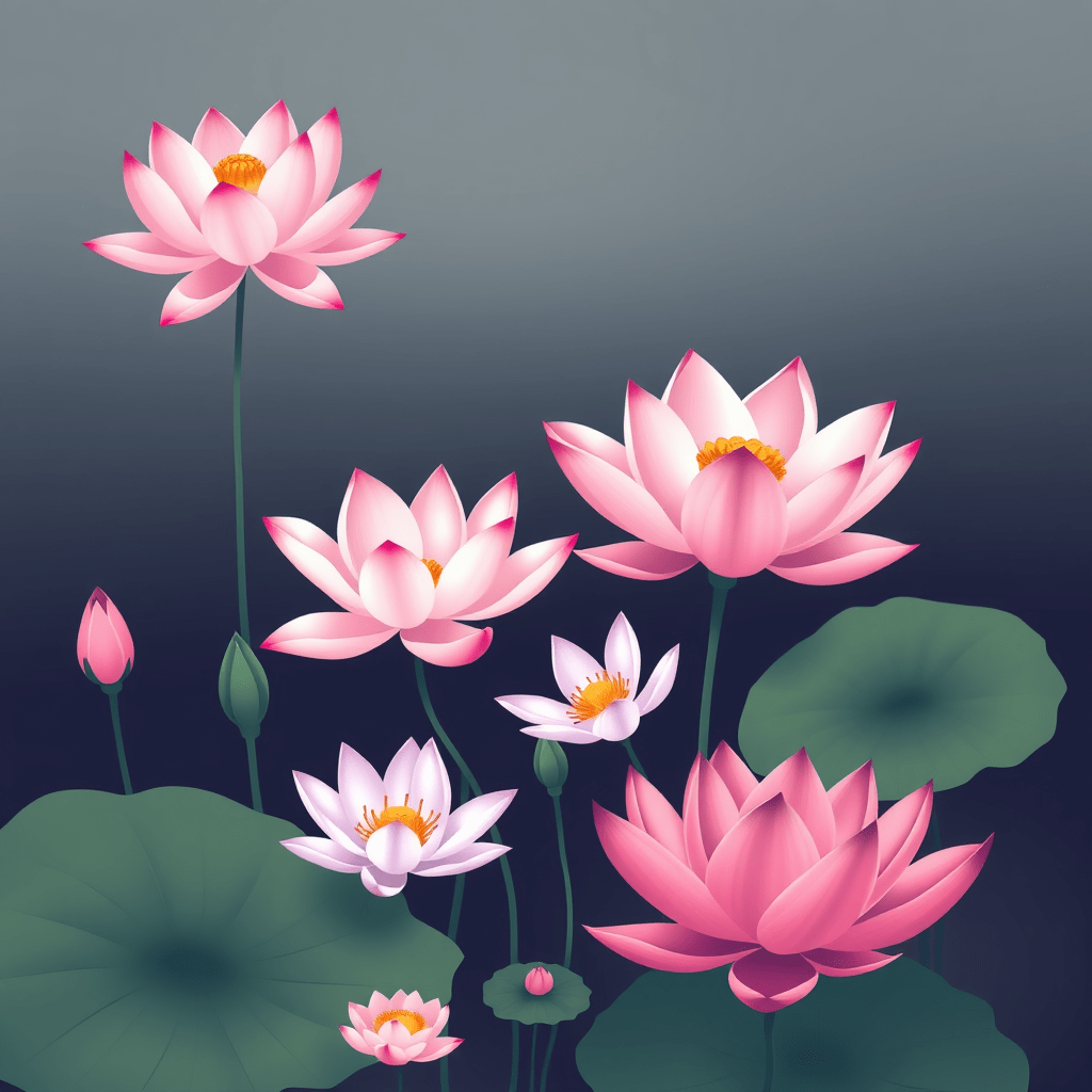 lotus, jasmine, lilies.