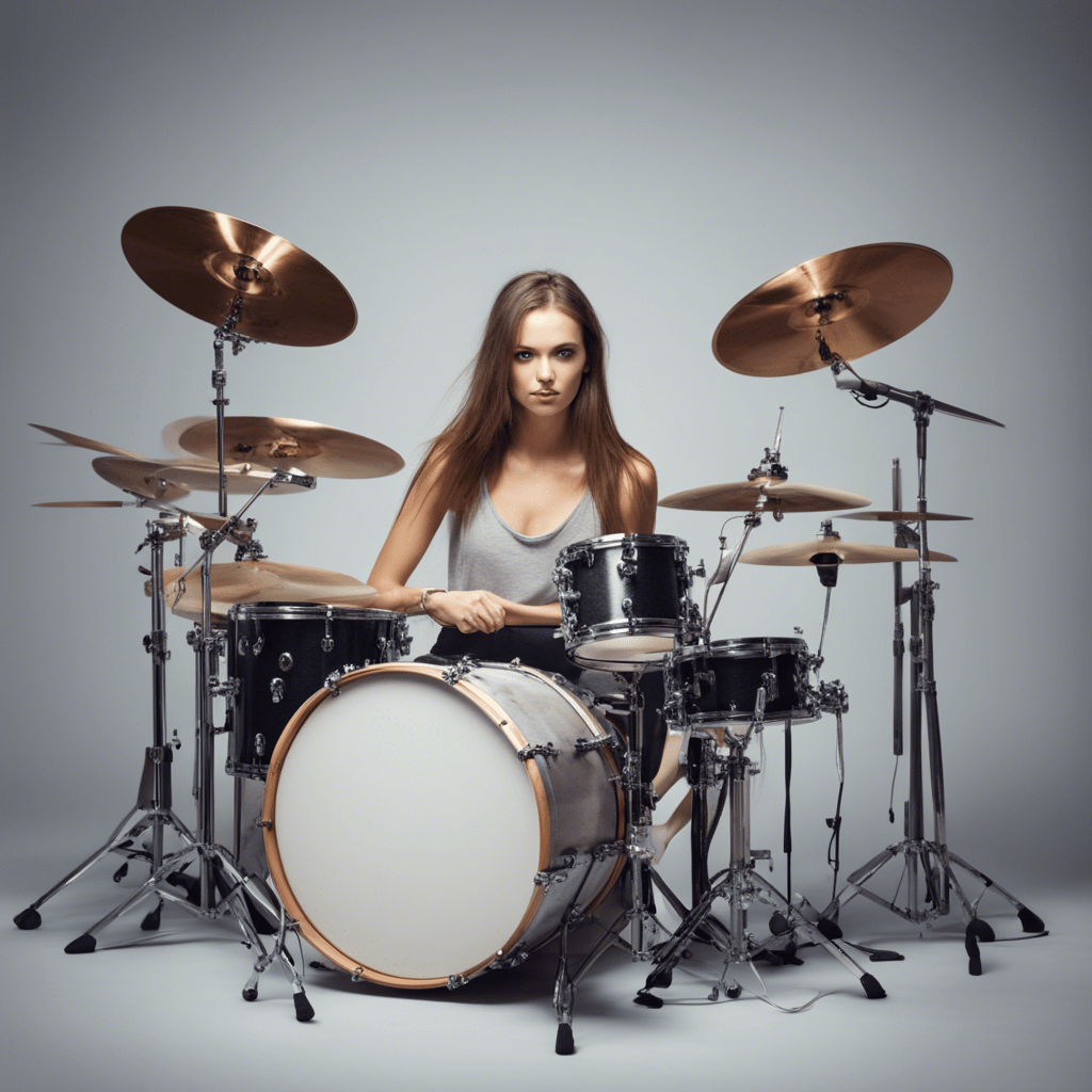 Beautiful girl behind the drums