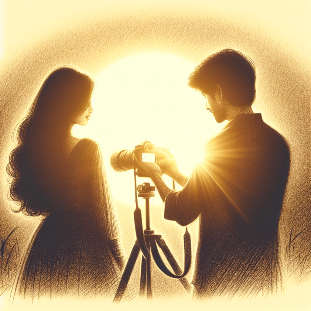 Мужчина и девушка вместе на фотосесии