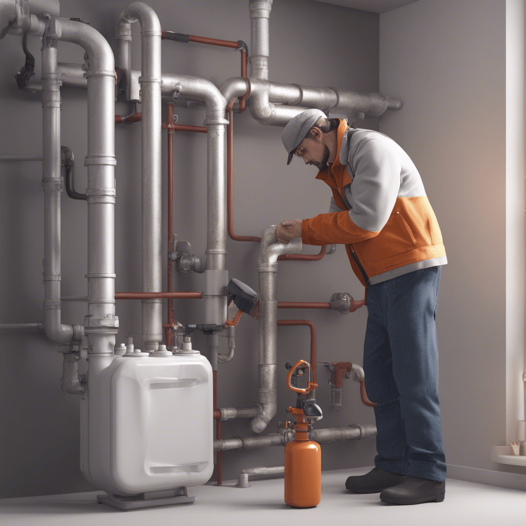 a man checks a gas pipe in an apartment