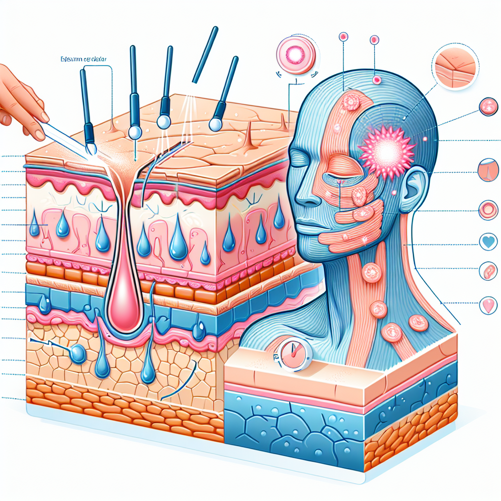 создай схему на которой изображена кожа все ее слои.  и как на кожу воздействует холодная плазма в косметологии