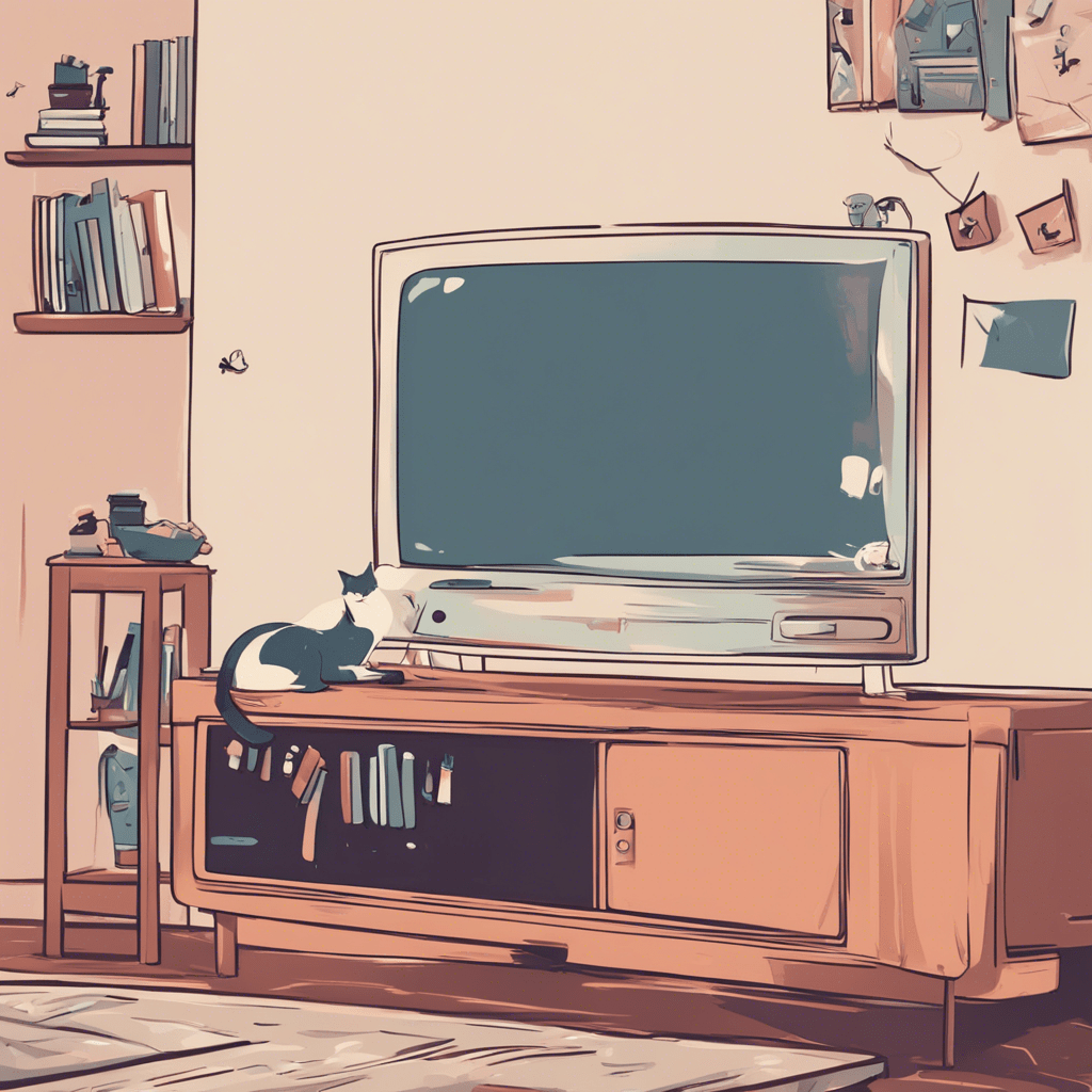 Cat sit on the TV