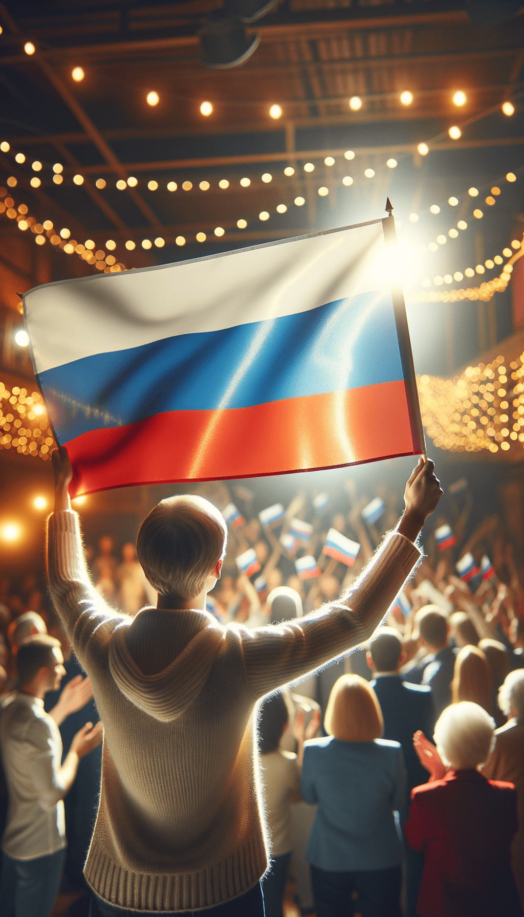 Russian citizen with a Russian flag Russian citizen with a Russian flag